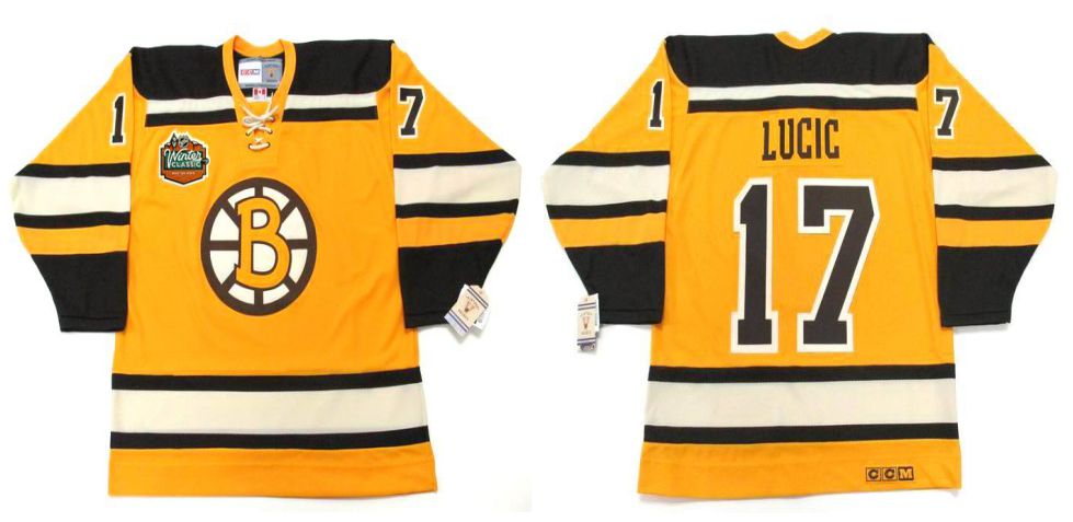 2019 Men Boston Bruins #17 Lucic Yellow CCM NHL jerseys